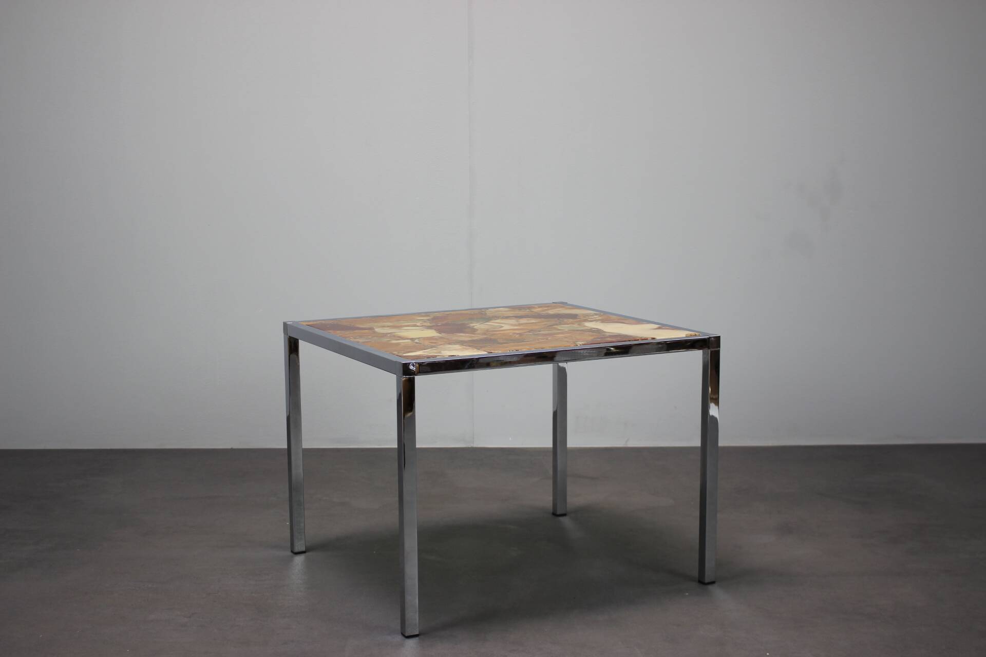 Mid-Century Resin and Stone Chrome Plated Coffee Table, 1970s, Germany