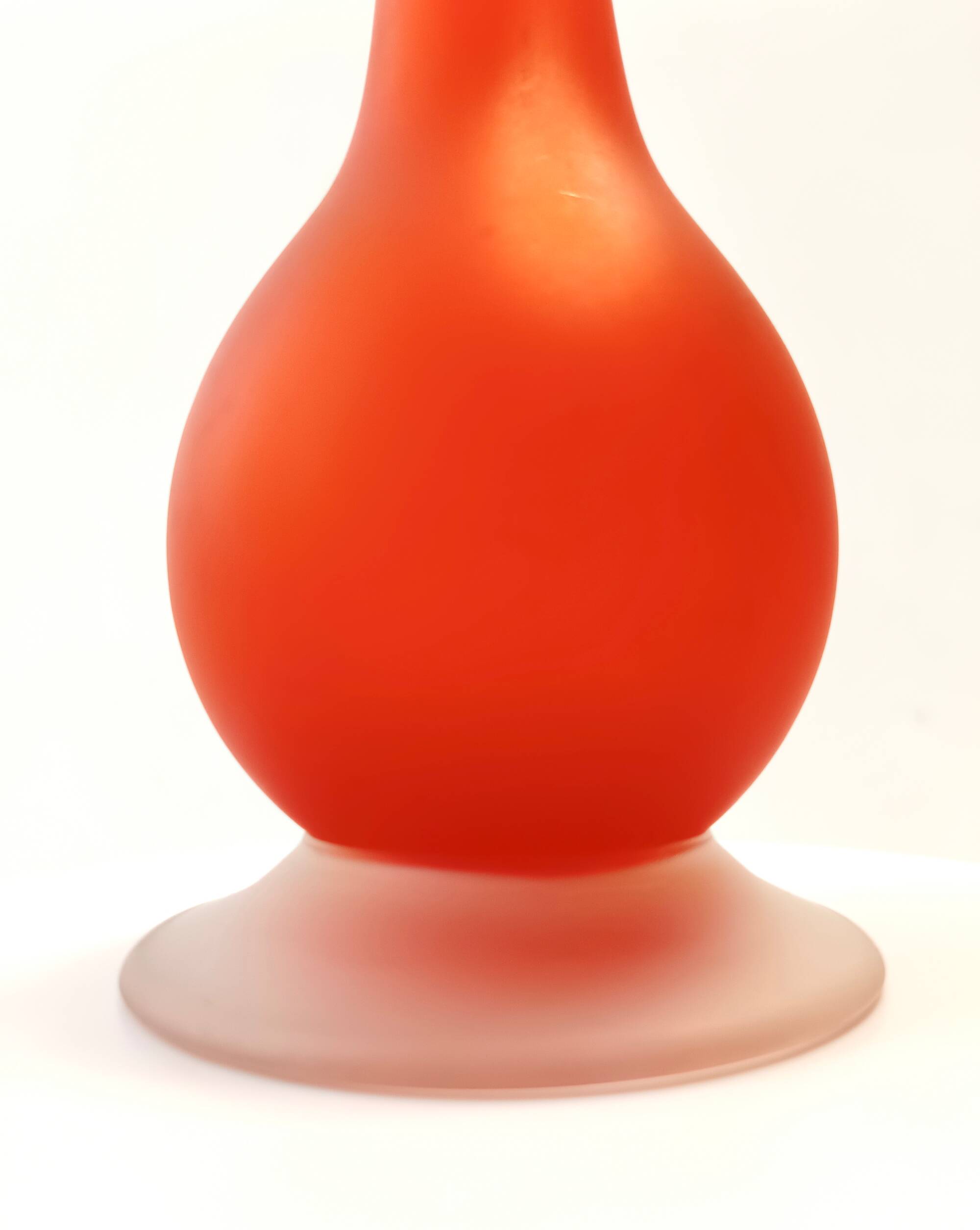 Orange Blown and Etched Glass Tulip Vase by Carlo Moretti, Italy