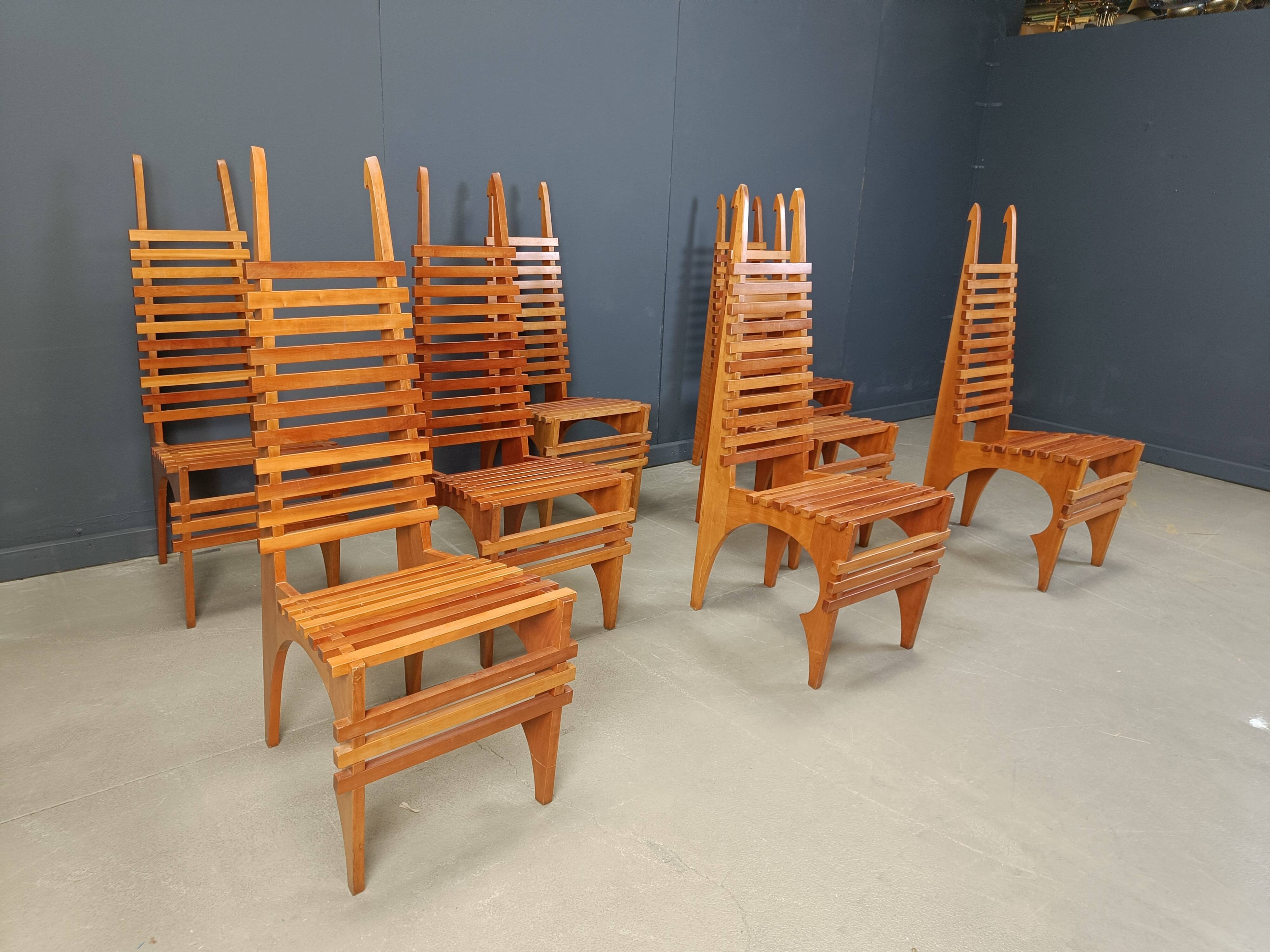 Postmodern 'Calcar' dining chairs by Benoit Lange, 1990s