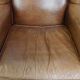Cowhide Leather Wingback Chair in Light Cognac Color