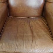 Cowhide Leather Wingback Chair in Light Cognac Color