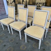 Suite of 6 louis XVI style chairs yellow velvet