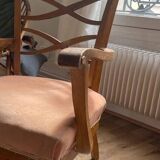 Armchair, beech and velvet trim, circa 1950