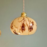Trio of Art Deco pendant lights in marbled opaline glass, 1920s-30s