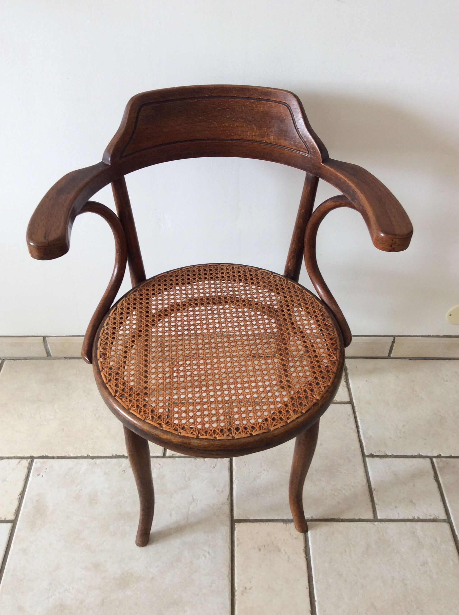 Fauteuil de bureau Thonet cannage et bois