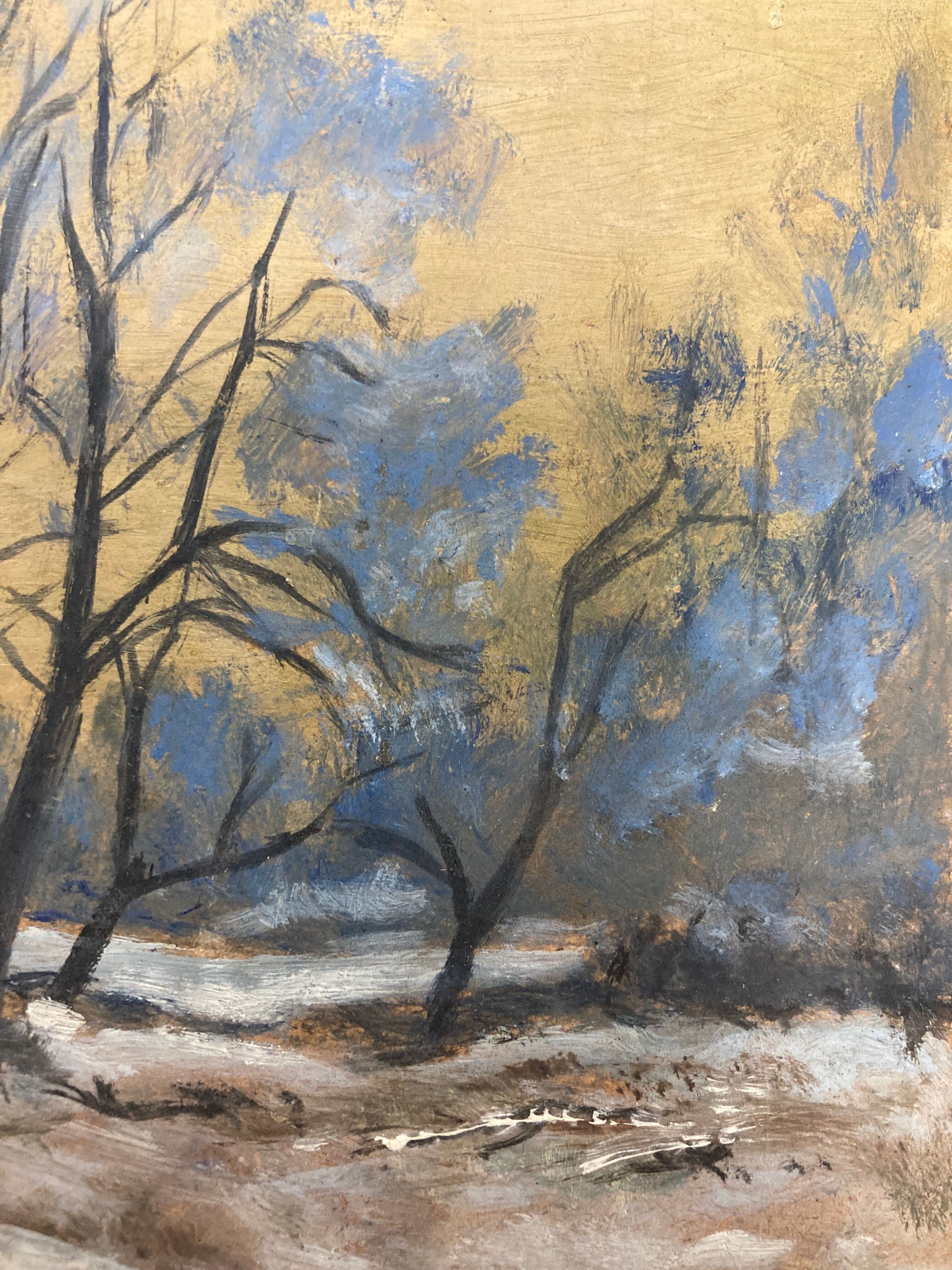 Oil on vintage landscape panel