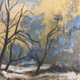 Huile sur panneau paysage vintage
