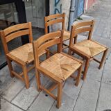 Set of four regaining chairs in elm. 1970
