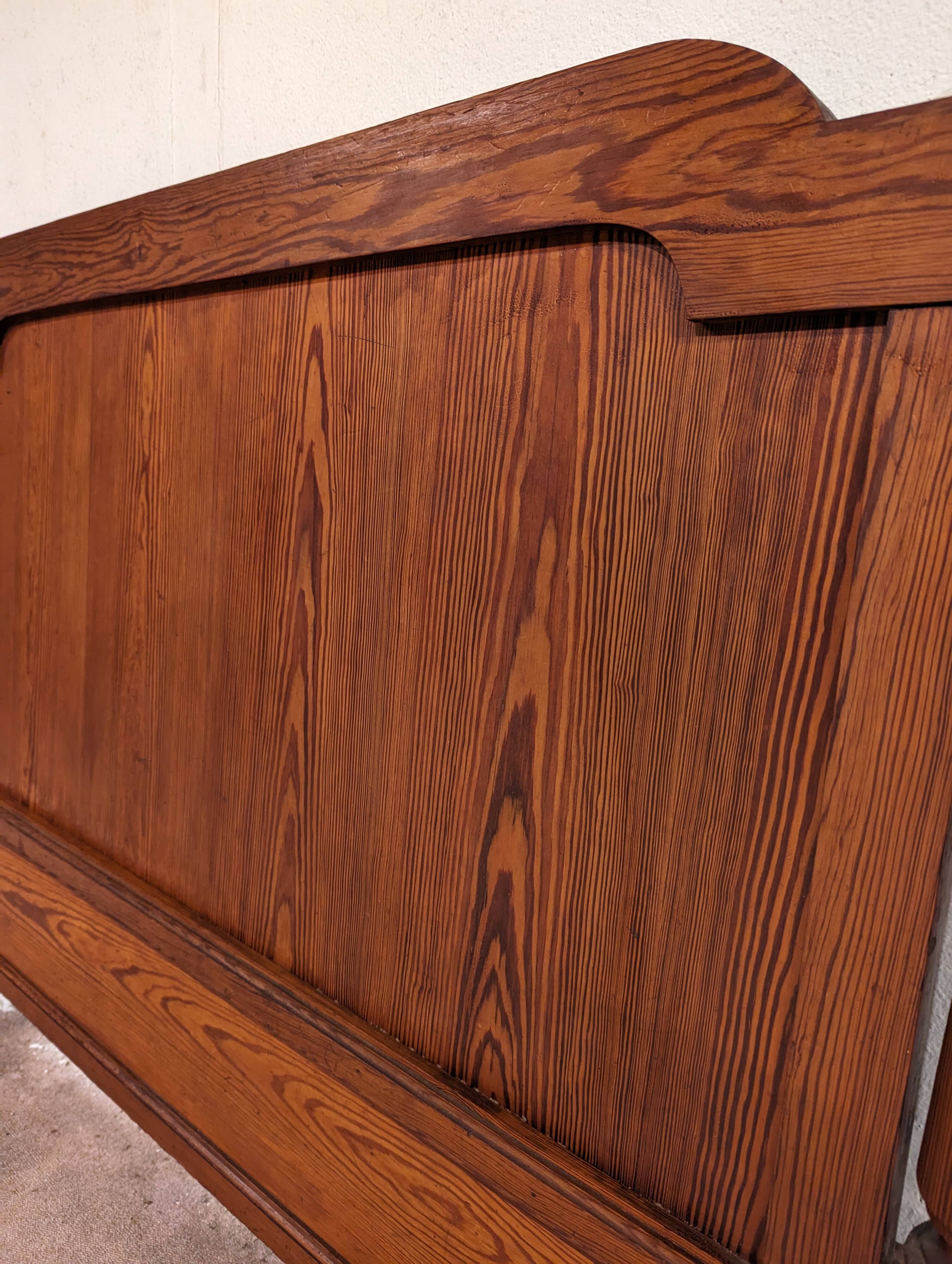 Antique headboard in solid pitch pine