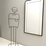 Art Deco Rectangular Wall Mirror with Black Beech Frame, Italy