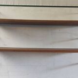 String wall shelf in gold metal and wood - 60s/70s