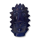 Lion vase blue glazed earthenware design XXe Sandra Corina Paris