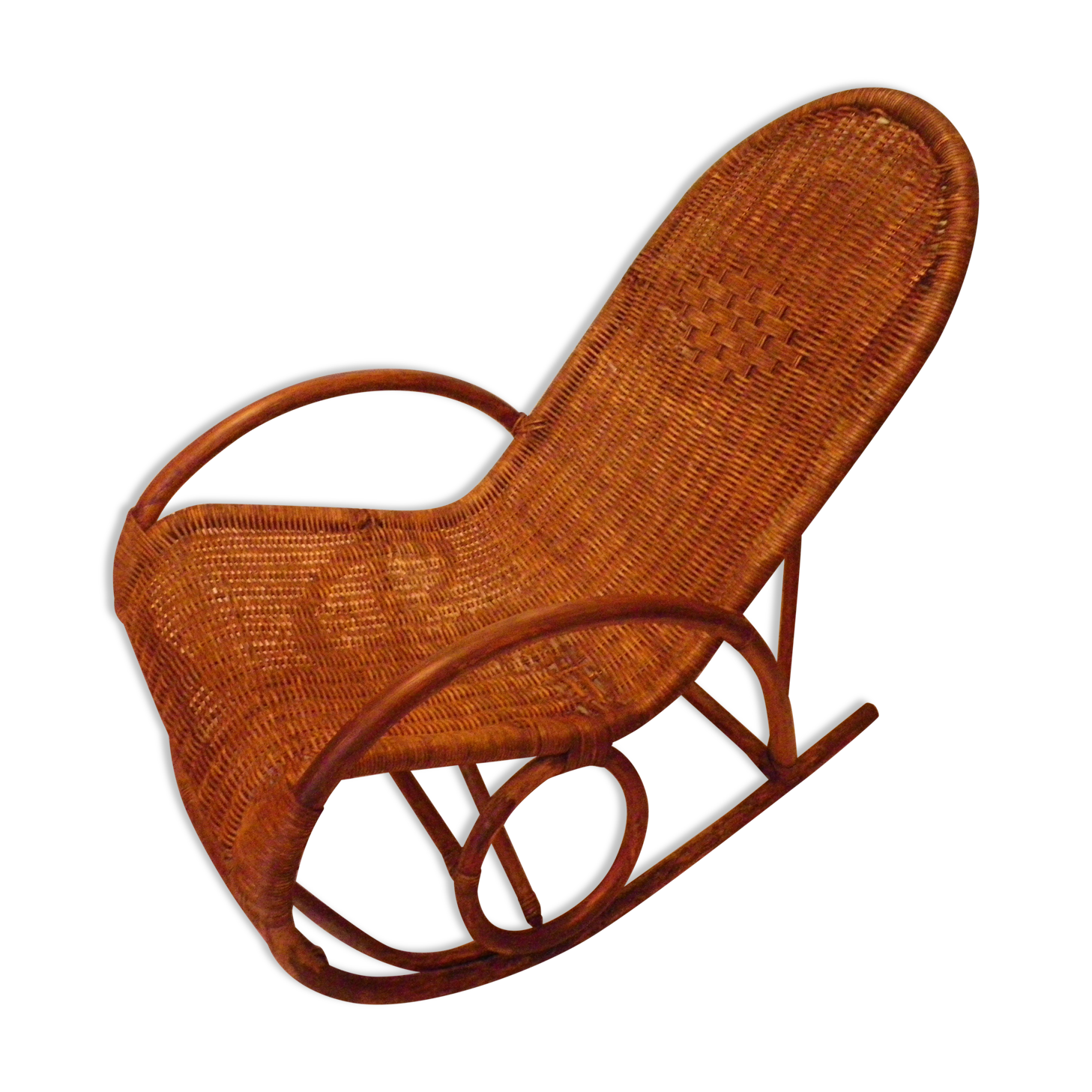 Rocking chair from the 70s in rattan and wicker