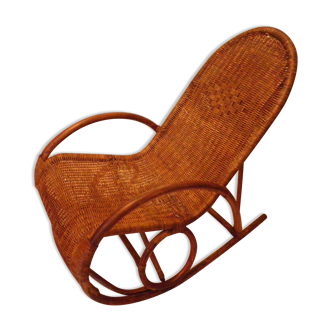 Rocking chair from the 70s in rattan and wicker