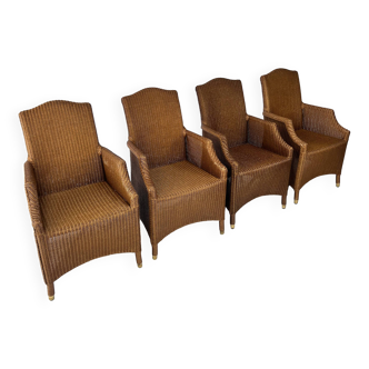 Lot de 4 fauteuils en osier par Vincent Sheppard, années 1990