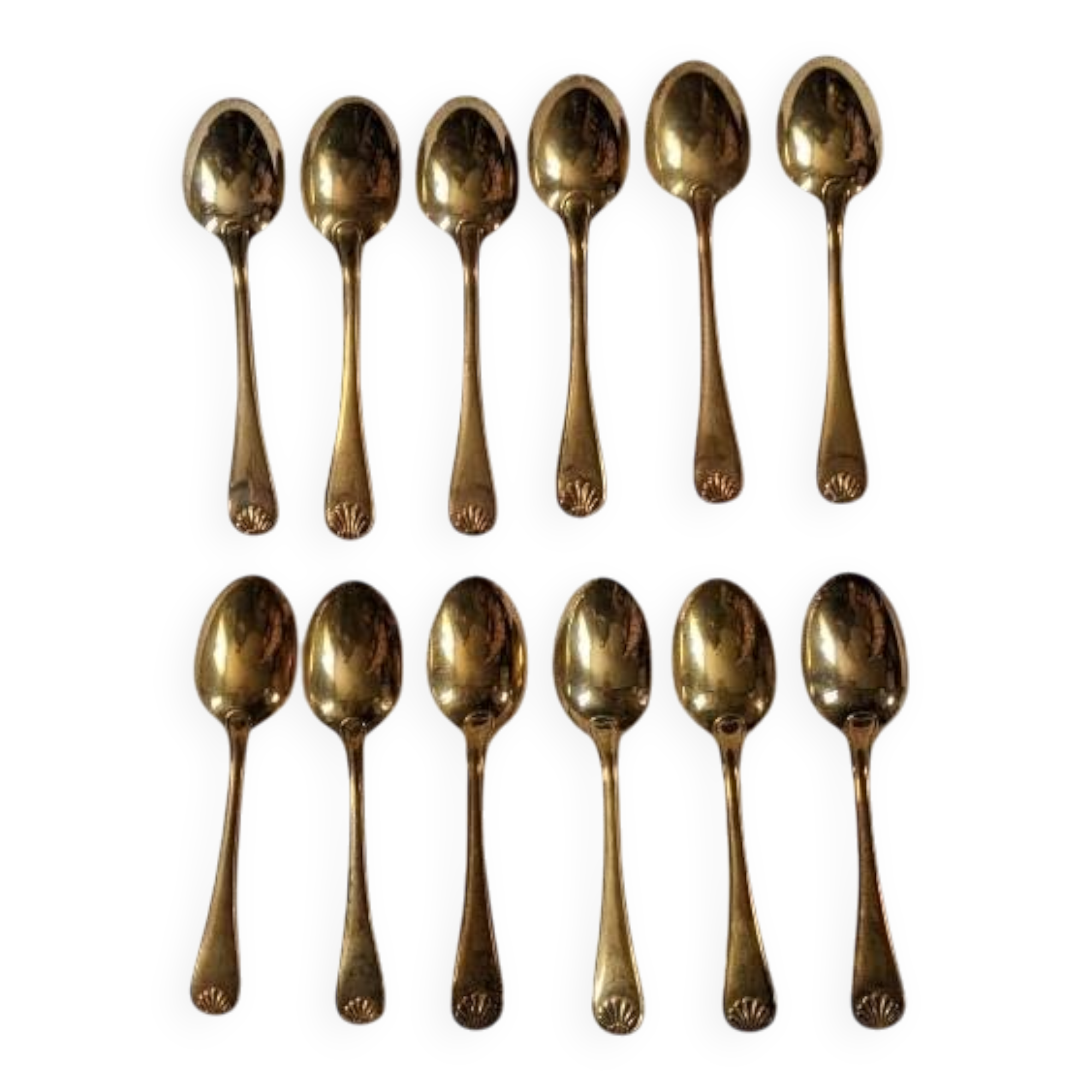 12 Vermeil Mocha Spoons