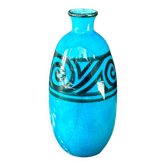 Vase ovoïde en céramique à émail bleu craquelé – Edmond Lachenal - Art déco