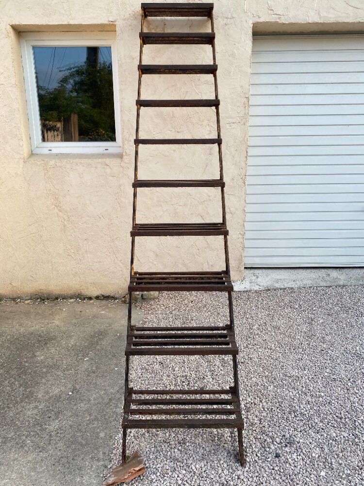 Industrial straight iron staircase loft workshop