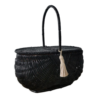 Black wicker basket