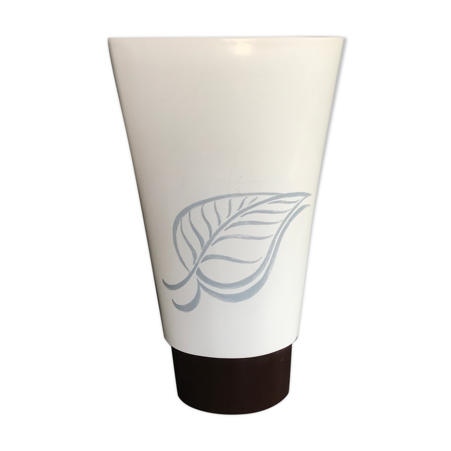 White and brown white and brown form évase vase leaf pattern - 40 cm