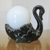 "Black swan" lamp in ceramic and opaline, 70s-80s