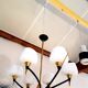 Chandelier Arlus laiton metal opalines blanche years 50