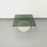 Vintage Italian square illuminated coffee table in glass and plexiglass