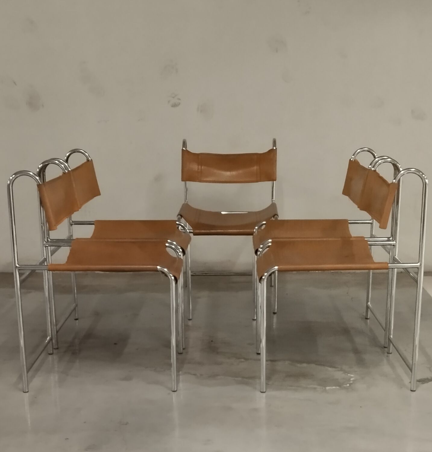 Design chair chrome & leather 1970