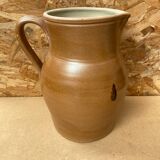 Ancien pichet 5 litres grès marron beige intérieur blanc vintage