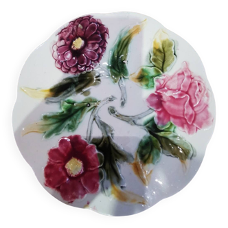 Très belle barbotine Assiette vintage Choisy Le roi