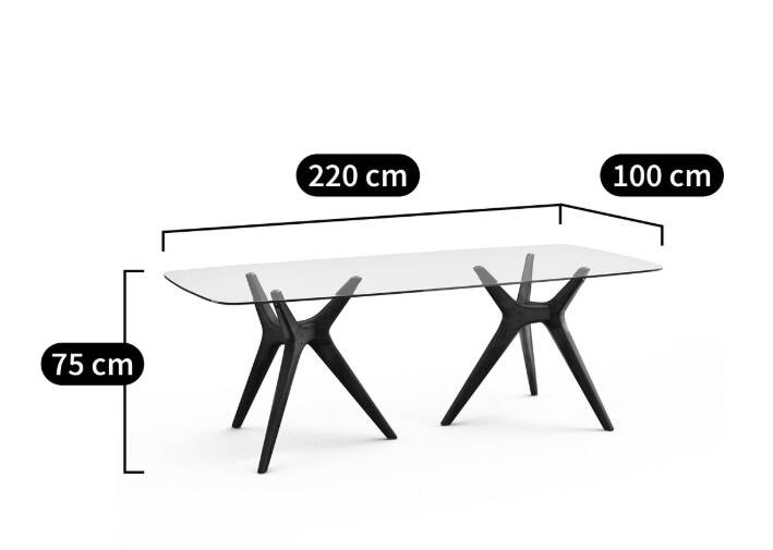 Rectangular glass and oak table, Maricielo 8 Seats - AM PM - L220 x H75