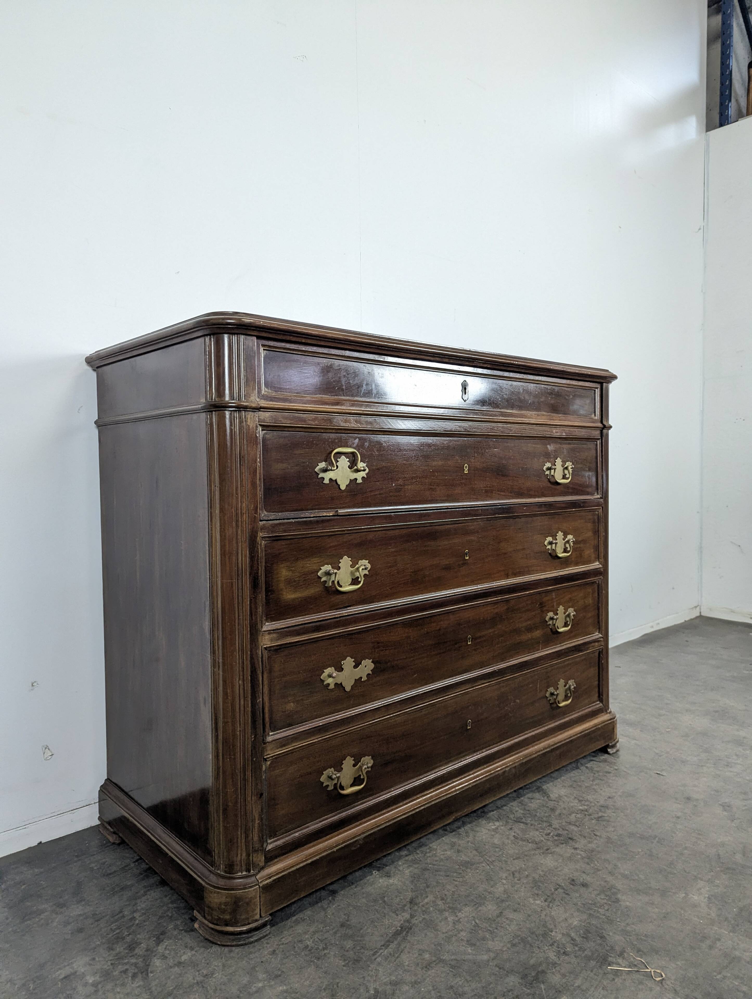 English mahogany secretary chest of drawers