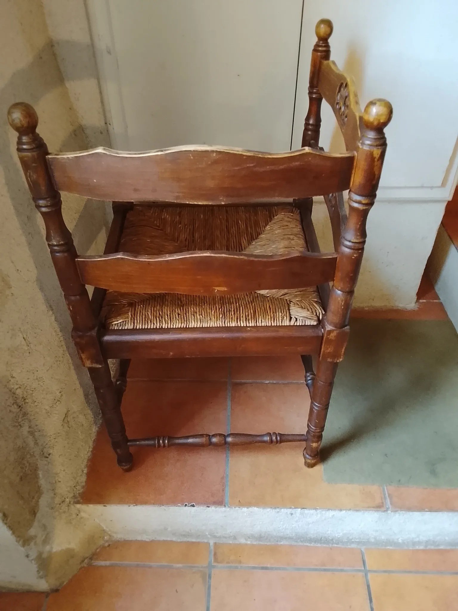 Vintage corner armchair, provencal rustic style