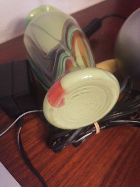 Small opaline vase in green tones, 1980