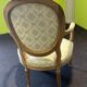 Pair of Louis XVI style armchairs, in solid walnut, re-edged and upholstered, pegged