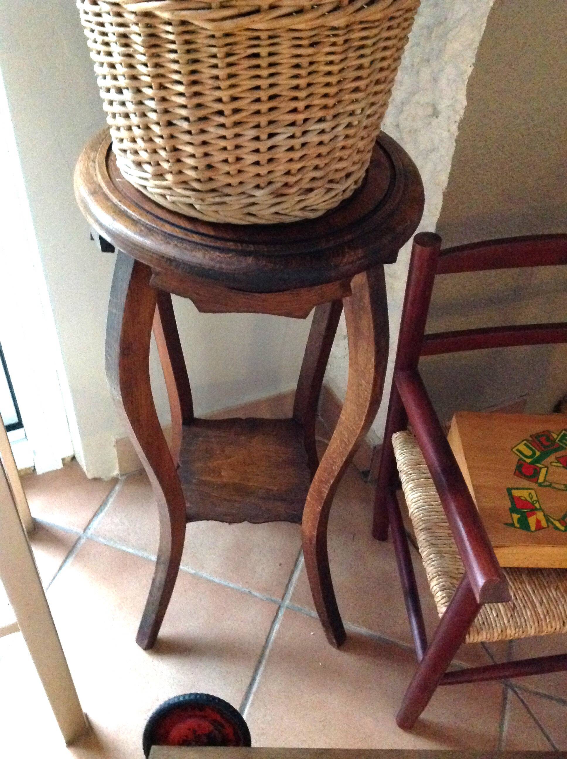 Round wooden plant holder / 40s-50s