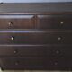 Antique chest of drawers from the 50s with 5 curved drawers, vintage old-style assembly and brass knobs