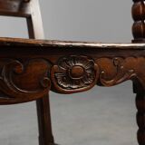18th Century Liège Armchair in hand carved Oak, Belgium