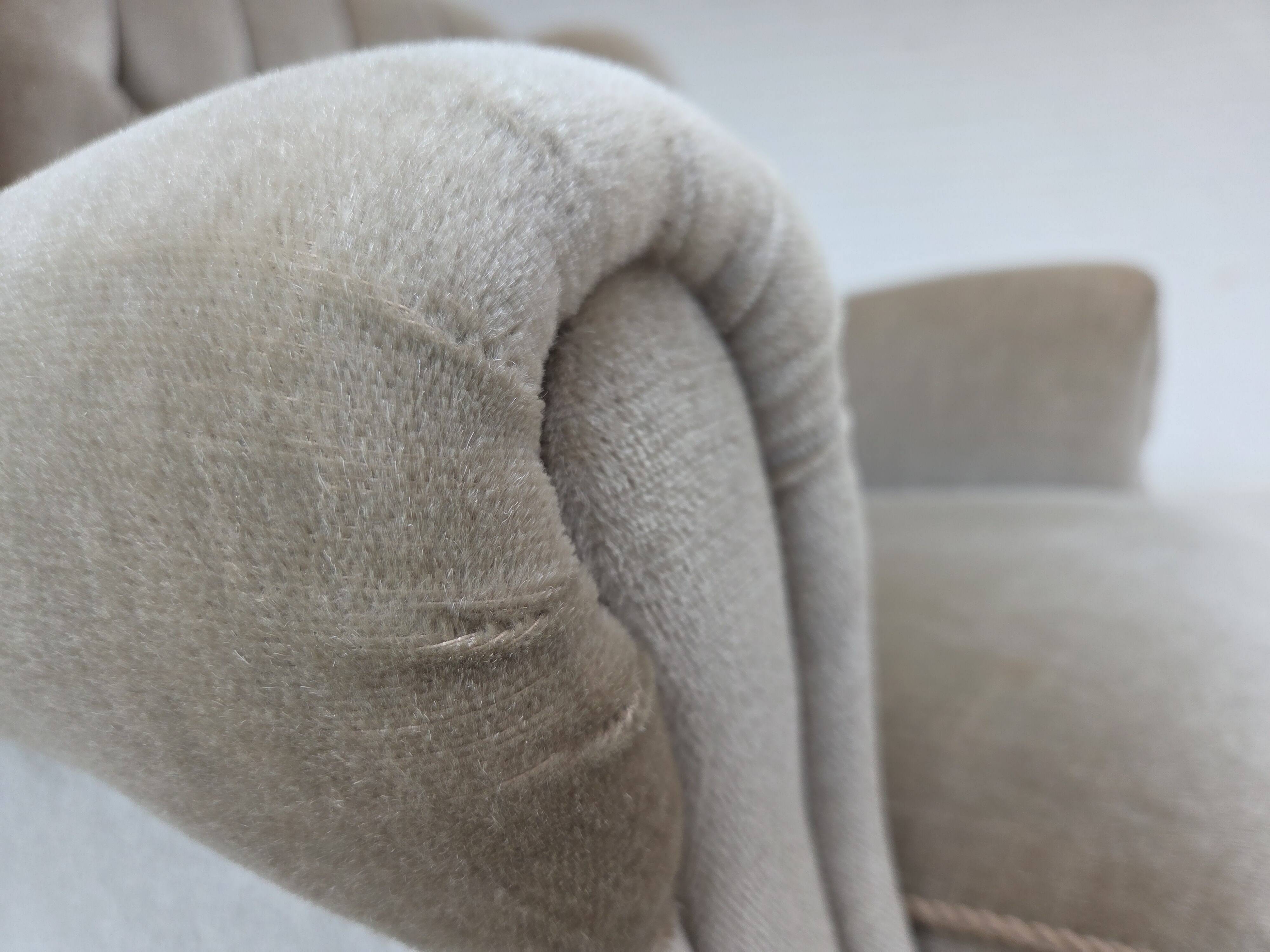 1970s, Danish armchair, original condition, furniture velour, beech wood.