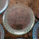 6 molded glass plates – 5 bluish, 1 aqua green
