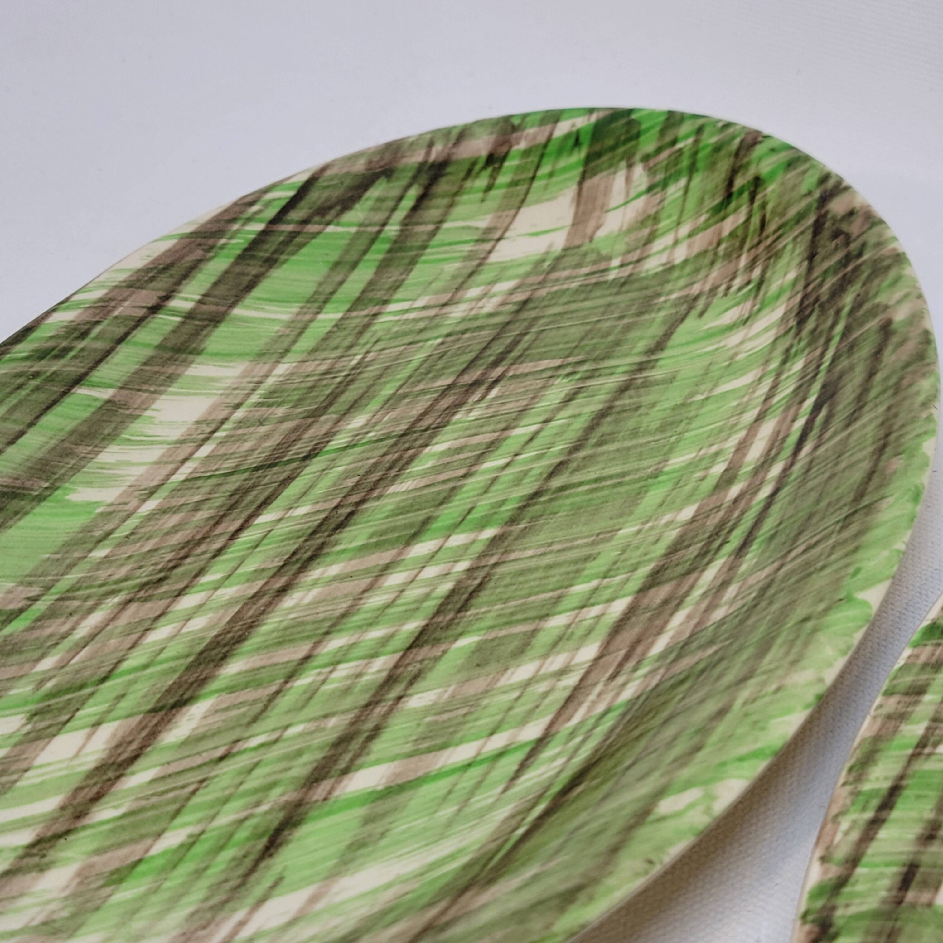 2 Oval Plates Dishes Saint Clément France Vintage Hand Painted