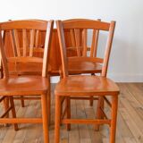 Ensemble de 6 chaises bistrot en bois Luterma 1950