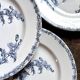 6 flat plates Clairefontaine - Léon Graves in ironstone, "Chardonnerets" service from the late 19th century.