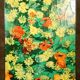 Table basse formica fleuri & métal 1960