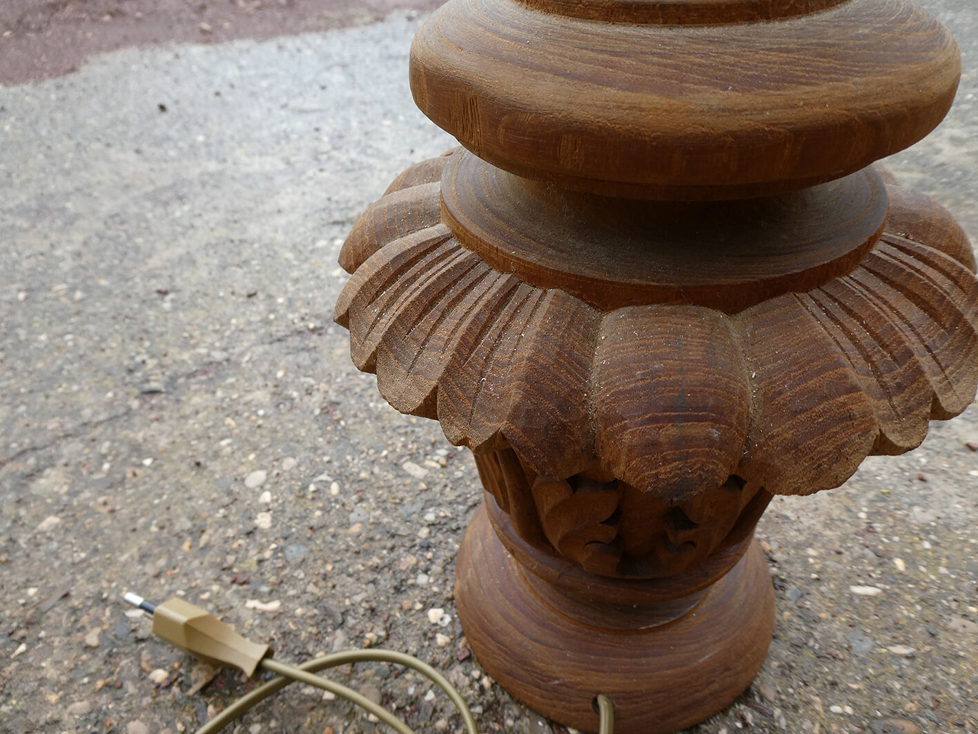 Vintage sculpted lamp and fabric lampshade