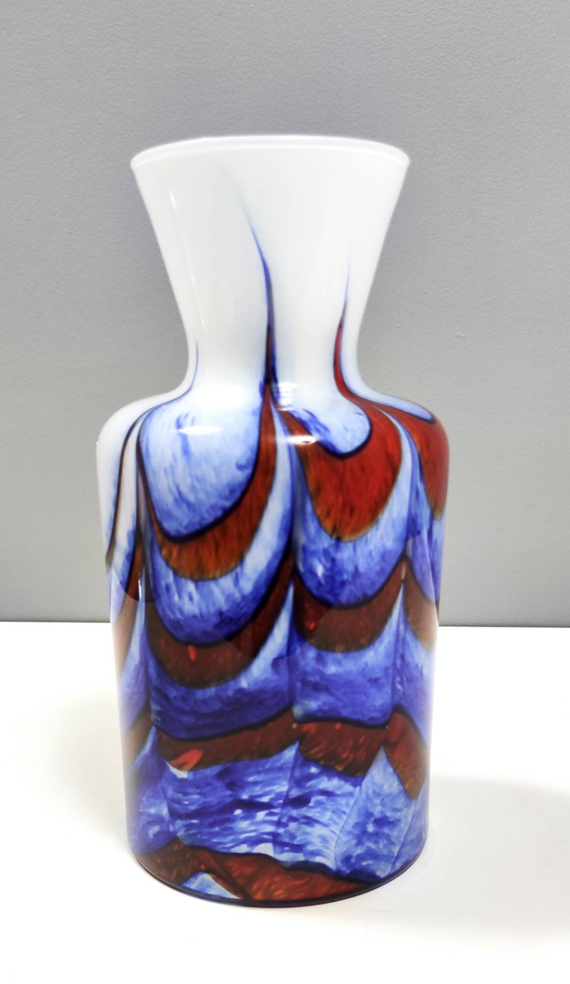 Red, White and Blue Murano Glass Vase by Carlo Moretti, Italy