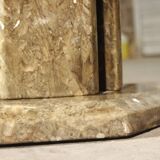 Octagonal post-modernist lounge table in marble beaded massive green quartz, Italy 1970s