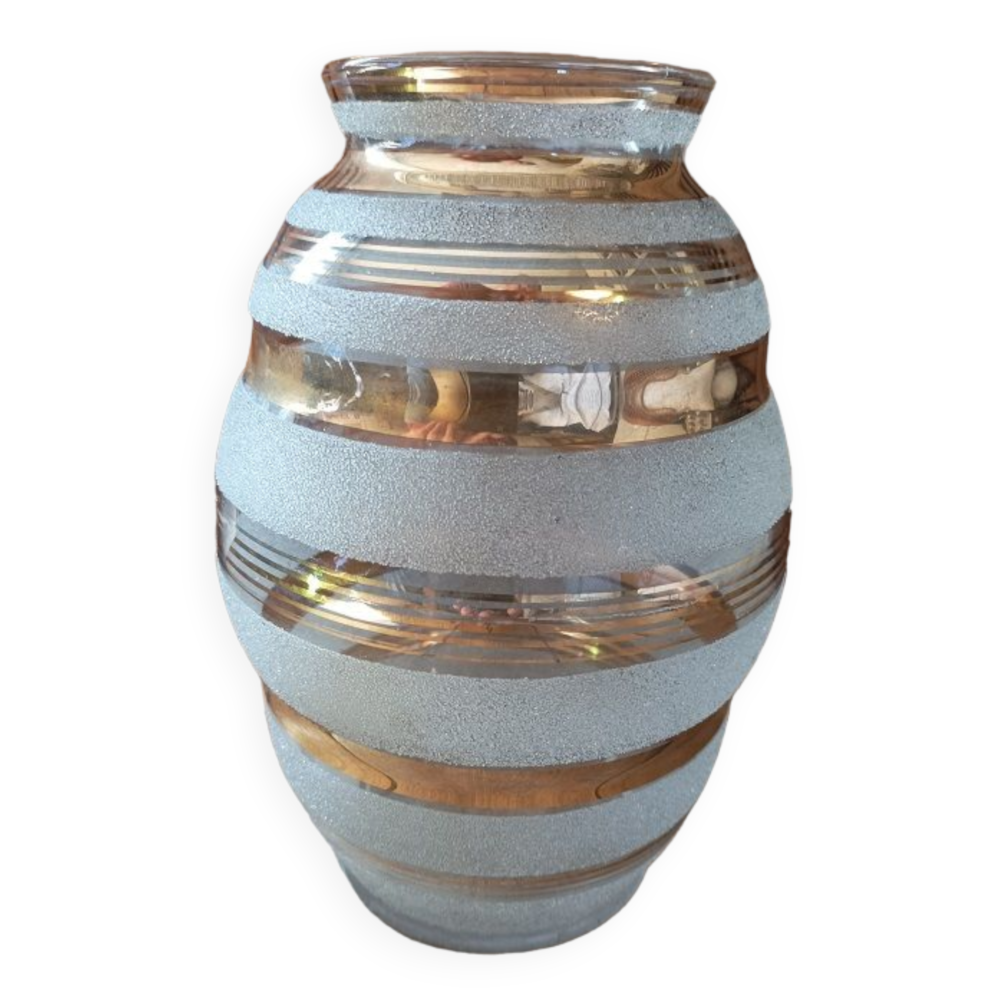 Art Deco glass vase gilded glassware Fains