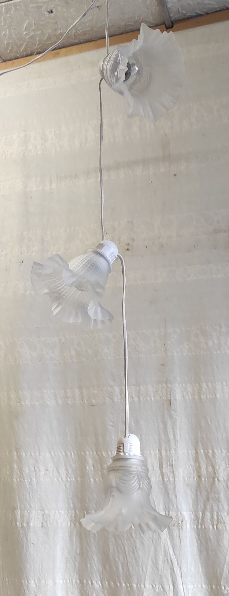 Suspension with 3 glass tulips - mid 20th century.