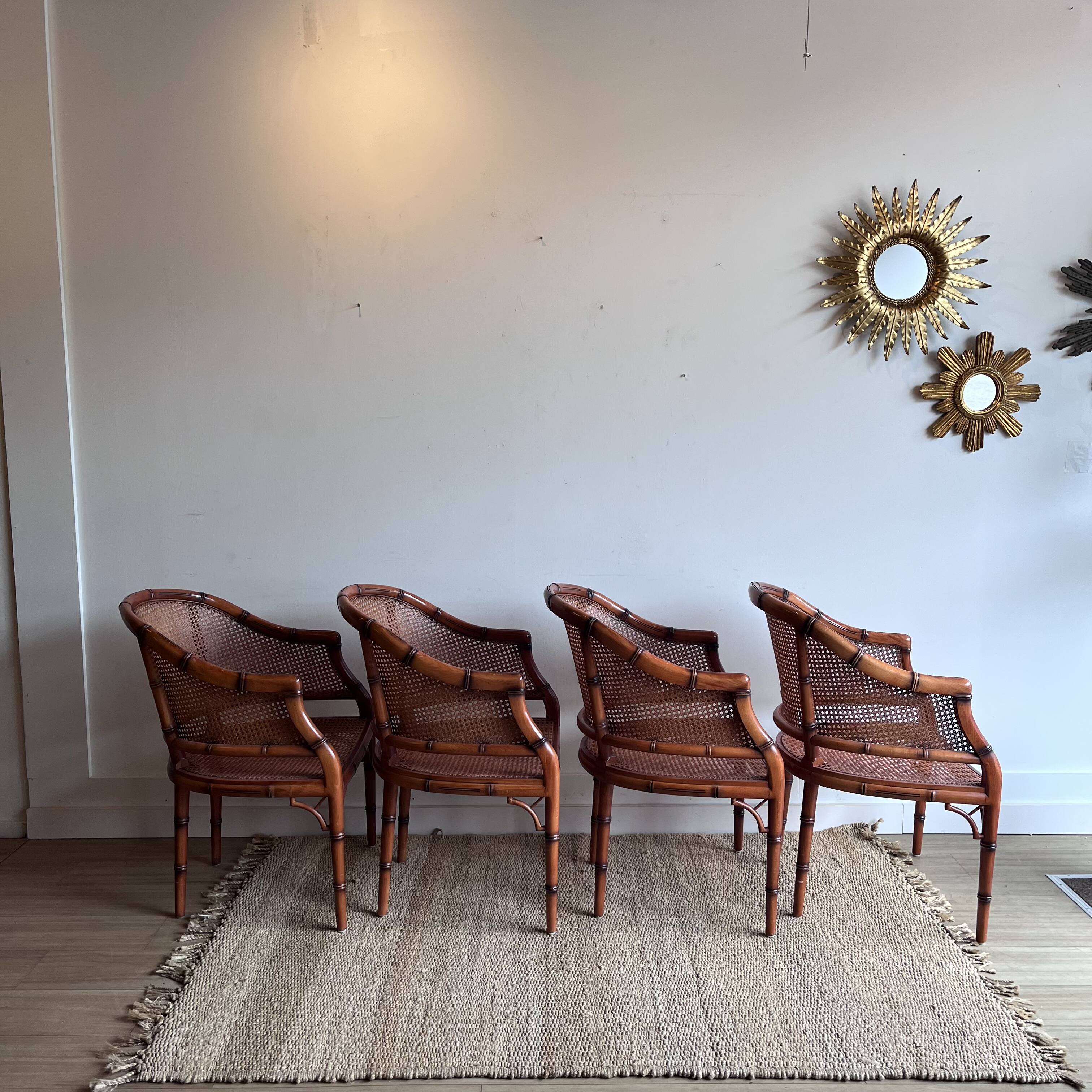 4 'Faux Bamboo' Dining Chairs Italian Giorgetti